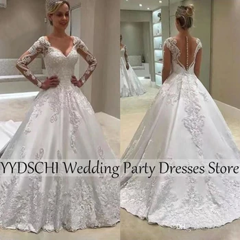 Роскошные свадебные платья 2023 Платье невесты Вышитое кружево на сетке Бисероплетение с бальным платьем Платья для женщин Princess New Plus Size