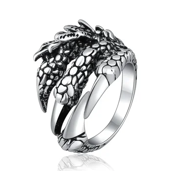 нержавеющая сталь винтаж серебро регулируемое отверстие коготь дракона кольцо тибетское серебро орел животные кольца для мужчин и женщин панк ювелирные изделия