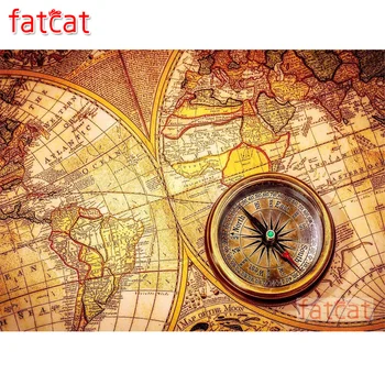 FATCAT diy алмазная вышивка ретро карта мира мозаика художественная живопись горный хрусталь дрель Alte Weltkarte картина ручной работы AE3681
