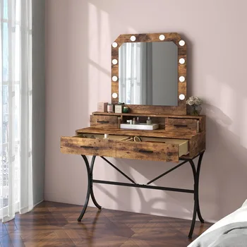 туалетный столик с зеркалом с подсветкой комод для мебели для спальни, туалетных принадлежностей, женской мебели, мебели для макияжа, туалетного столика