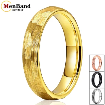 MenBand Classic Fashion 4 мм Многослойное молотковое кольцо и матовая отделка Обручальное кольцо из карбида вольфрама Комфортная посадка